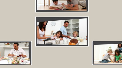 Wall Mural - Montage of a cute family spending time together