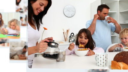 Wall Mural - Montage of couples spending time with their children