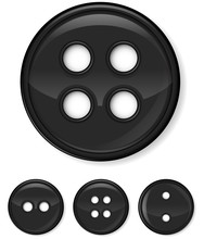 Set Of Glossy Black Buttons Isolated On White Background