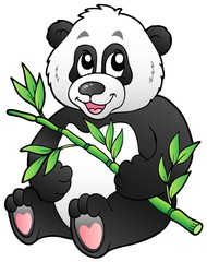 Poster - Cartoon panda eating bamboo