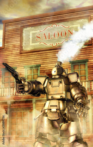 Tapeta ścienna Steampunk robot western