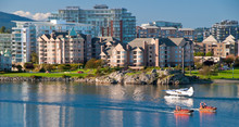 Fragment Of Busy Harbor At Downtown Of Victoria, Canada.