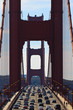 Cars, bicyclists, pedestrians crossing the Golden Gate Bridge