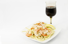 Shrimp Scampi Over Olive Oil Tossed Spaghetti