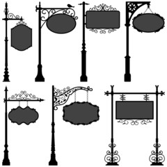 Signage Sign Pole Frame Street Ornate Banner