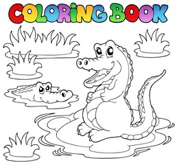 Sticker - Coloring book with two crocodiles