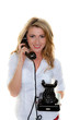 Frau am Telefon einer Kunden Service Hotline