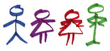 Fototapeta Do pokoju - Male and female stick figures in ink marker