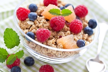 Poster - breakfast muesli with berries