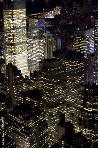 Obraz na płótnie canvas trzyczęściowy "tryptyk" Manhattan nocą