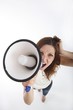 young woman with a megaphone