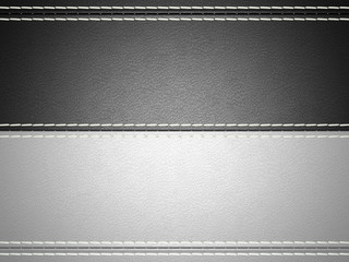 Wall Mural - Black and grey horizontal stitched leather background