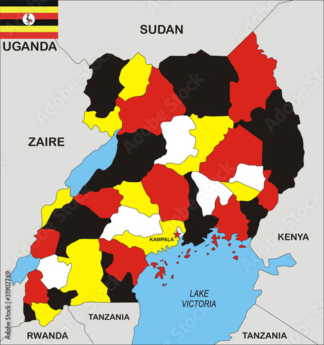 Board z aluminiowym obramowaniem Mapa uganda