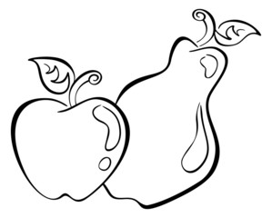 Sticker - Black symbol of apple and pear on white