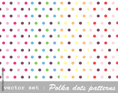 Naklejka dekoracyjna seamless patterns, polka dot set