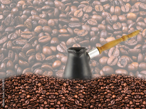 Naklejka na szybę background with coffee beans and turk