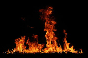 Wall Mural - Fire flames isolated on black background