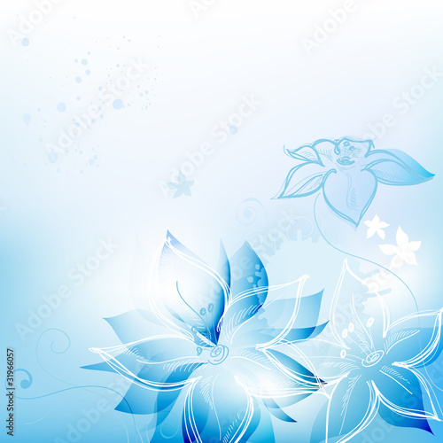 Naklejka na szybę Blue floral background