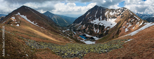 Board z aluminiowym obramowaniem Tatry, panorama z starobocianskiej sadle