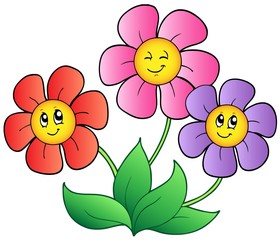 Poster - Three cartoon flowers