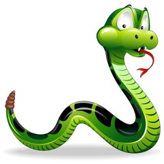 Serpente Cartoon-Green Snake Cartoon-Vector