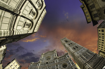 Sticker - Fisheye view of Piazza del Duomo in Florence