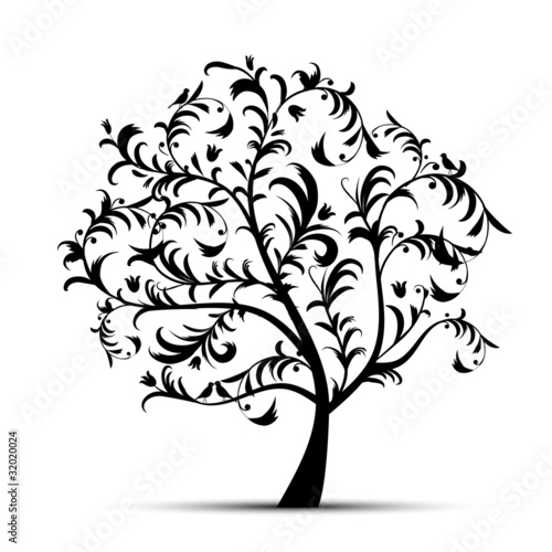 Nowoczesny obraz na płótnie Art tree beautiful, black silhouette