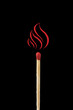 © akeeris - Match on fire, A drawing flame on a real match.