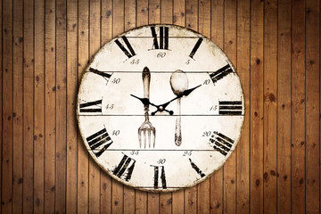 Wall Mural - Old clock on old grung wood texture use for background