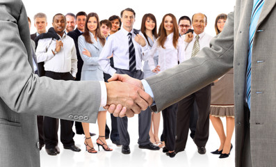 Wall Mural - handshake isolated on business background