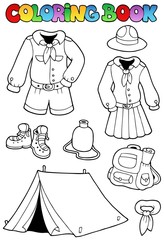 Canvas Print - Coloring book with scout clothes