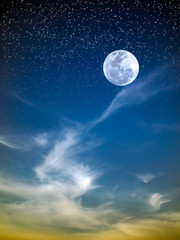 white cloud dragon and full moon
