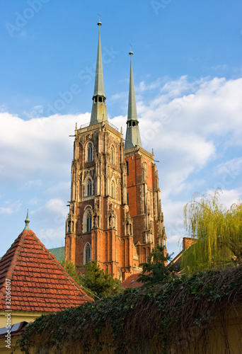 Naklejka samoprzylepna Katedra we wrocławiu na wyspie tum, polska