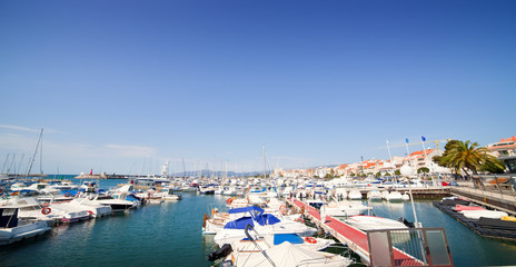 Wall Mural - yachts in dock  of Cambrils, Spain