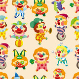 Fototapeta Pokój dzieciecy - seamless cartoon circus clown pattern
