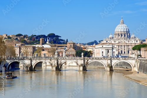 Board z aluminiowym obramowaniem Rzeka Tiber, most Sant'Angelo, Rzym