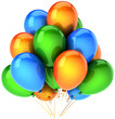 Balloons birthday party decoration multicolor blue green orange