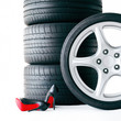 High Heels in front of a set of low section summer tyres