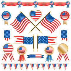Wall Mural - usa flags and rosettes