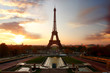 Eiffel Tower against sunset in Paris, France