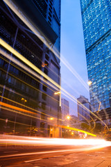 Sticker - street in downtown of hong kong at dusk