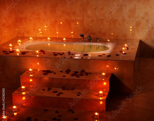 Fototapeta do kuchni Interior of bath with candle.