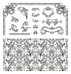 Canvas Print - Seamless pattern and design elements