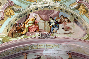 Fresco painting on the ceiling of the church