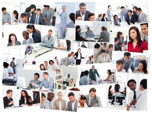Collage Of Businessmen In Meetings