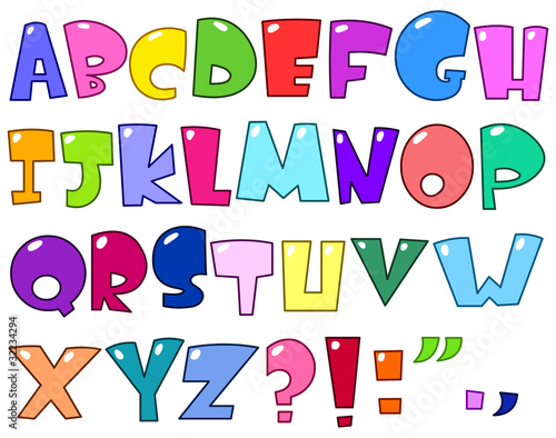 Plakat na papierze fotorealistycznym Alfabet kreskówki