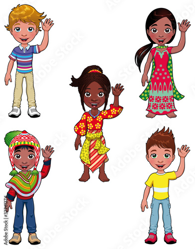 Children in the world. Cartoon and vector isolated characters.