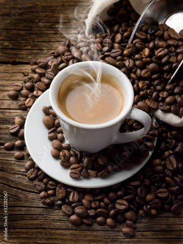 hot  coffee - caffe fumante Canvas Print