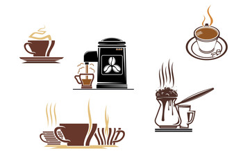 Wall Mural - Coffee and tea symbols and icons