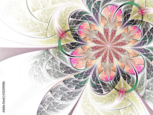 Naklejka na szybę colorful abstract fractal flower on white background